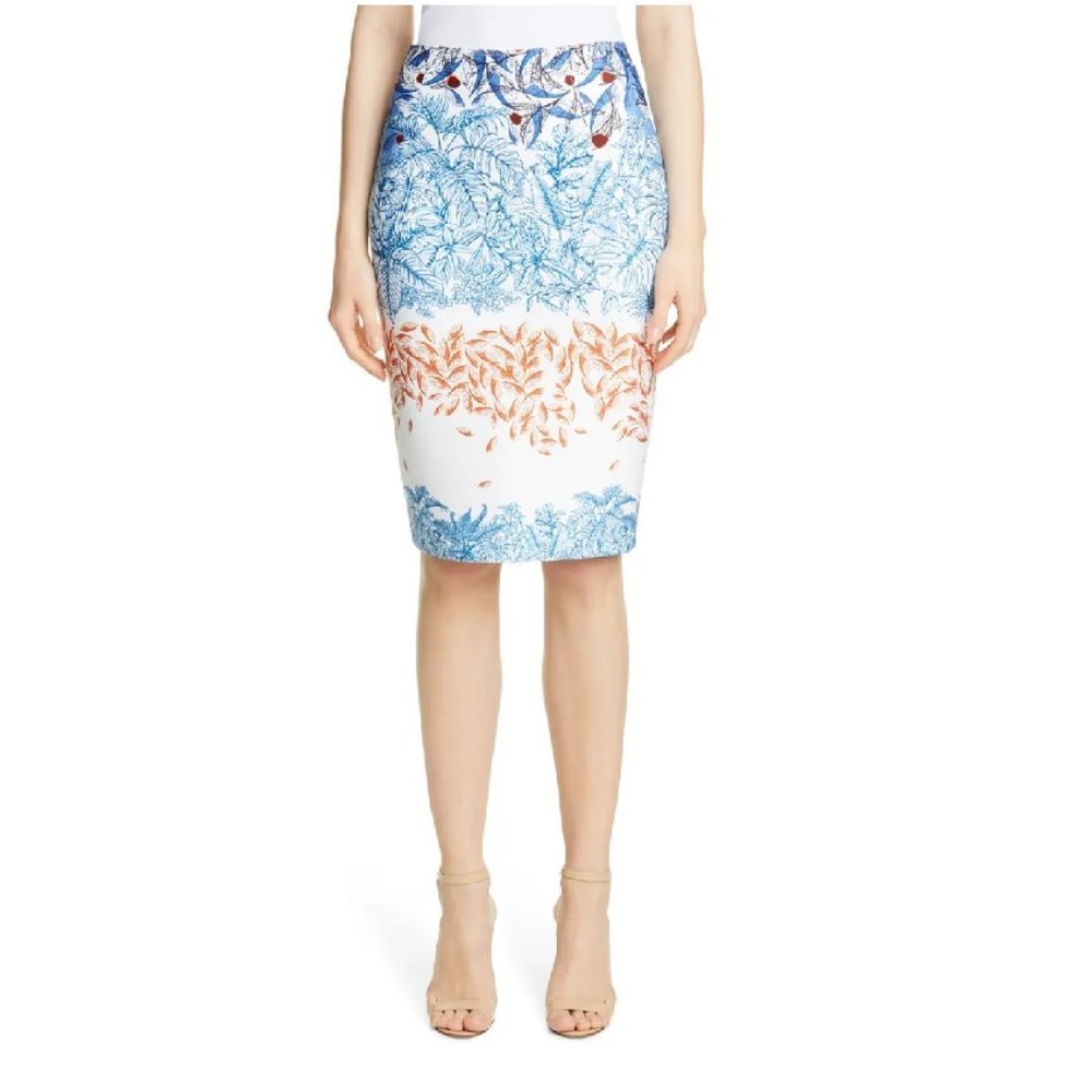 YIGAL AZROUËL Falling Leaf Print Scuba Skirt